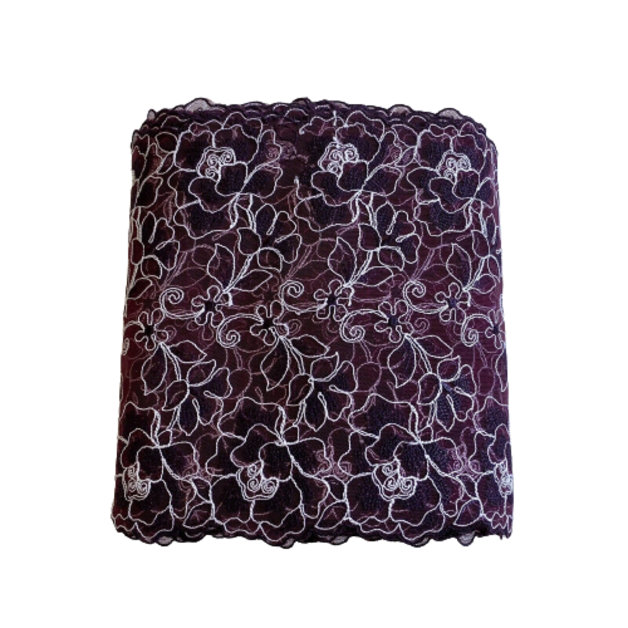 Kitcheniva Burgundy White Embroidered Double Edged Lace Trim Sewing